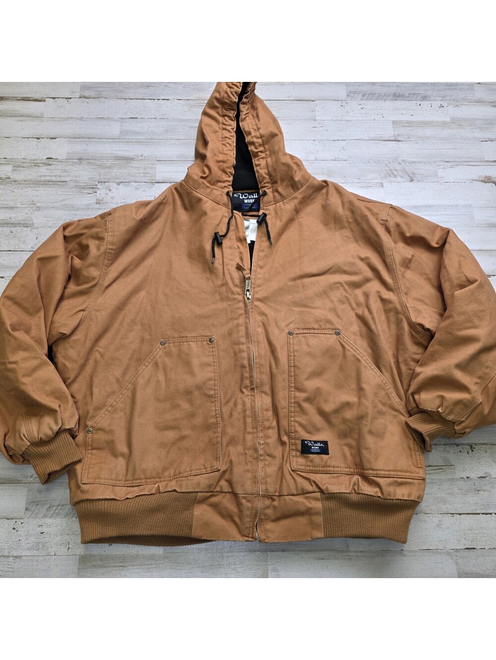 Walls Work Wear Insulated Fleece Lined Full Zip Hooded Duck Canvas Jacket 2XL